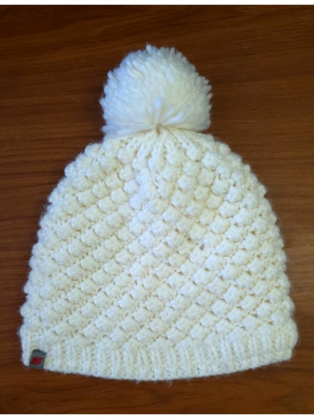 Obermeyer Women's White Knit Beanie With Pom & Fleece Lining OS